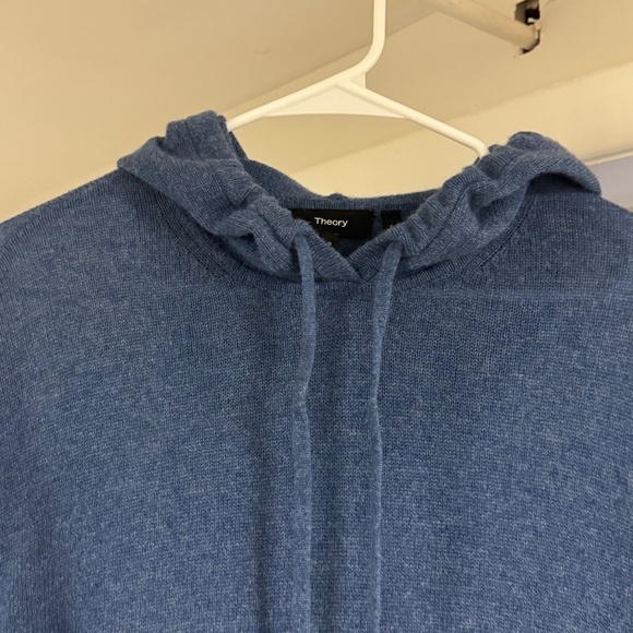 Theory Women's Heather Blue 100% Cashmere hooded Sweater Size Small - Picture 8 of 8